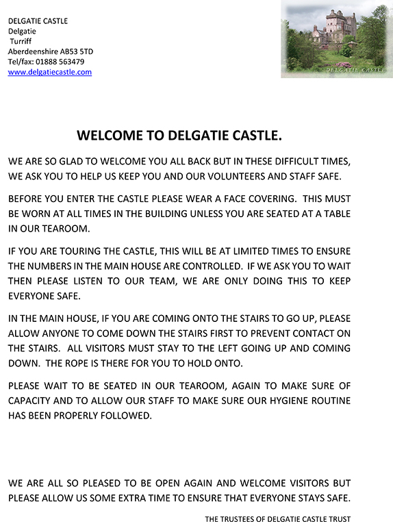 COVID-19 information when visiting the castle